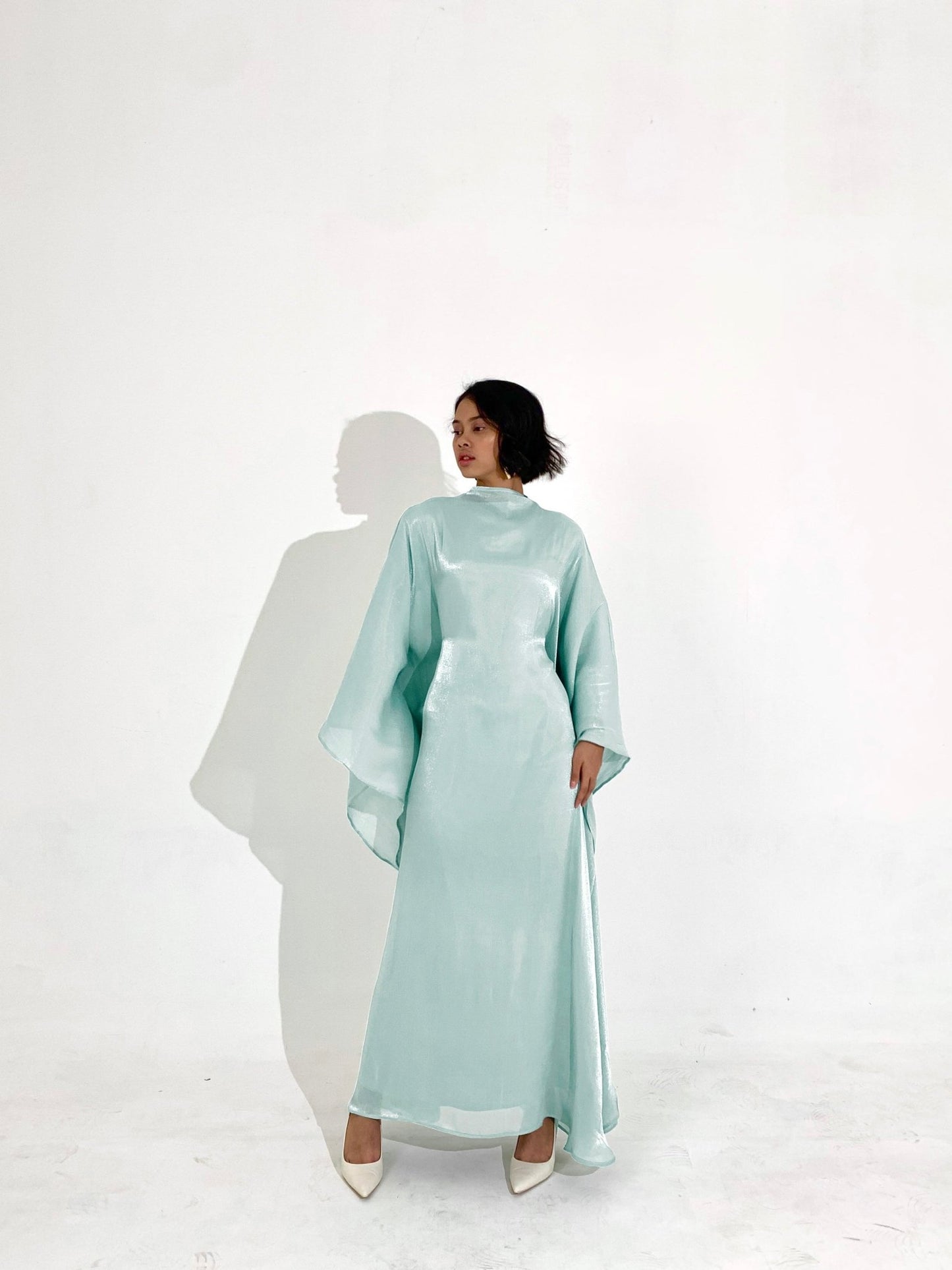 Sheen Kaftan Dress in Light Aquamarine - emnasecret