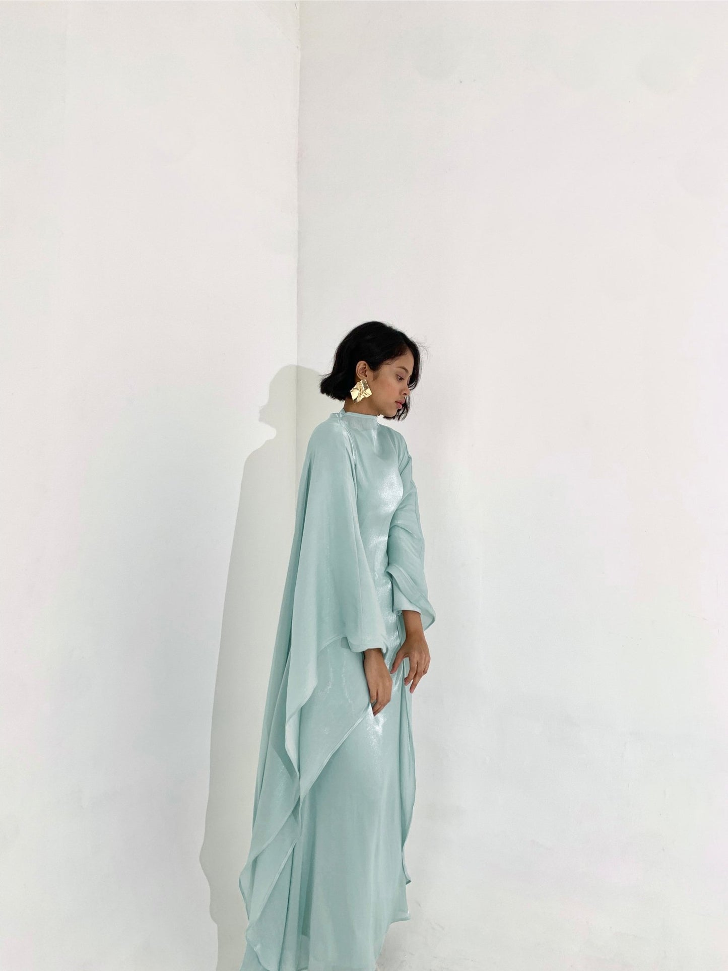 Sheen Kaftan Dress in Light Aquamarine - emnasecret